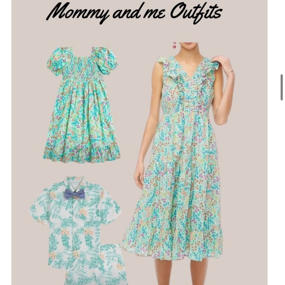 Mommy and Me Jcrew green floral dresses size 0 and size 5